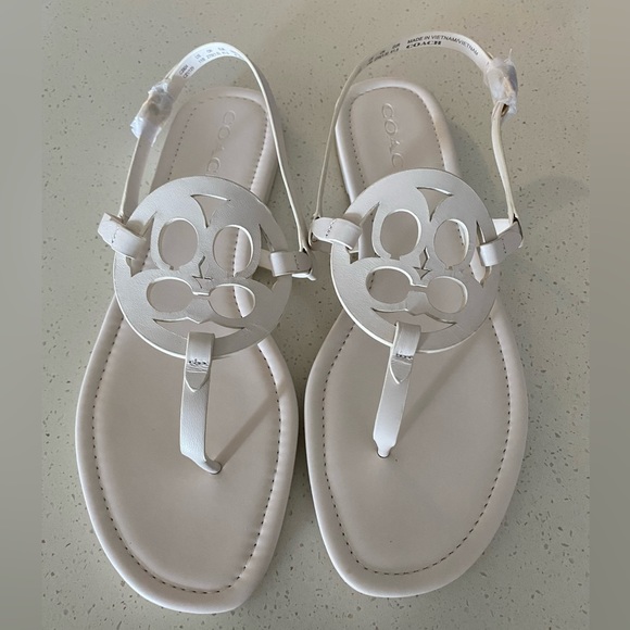 Coach Jaci Leather Sandal in Chalk Size 11 - Picture 1 of 8